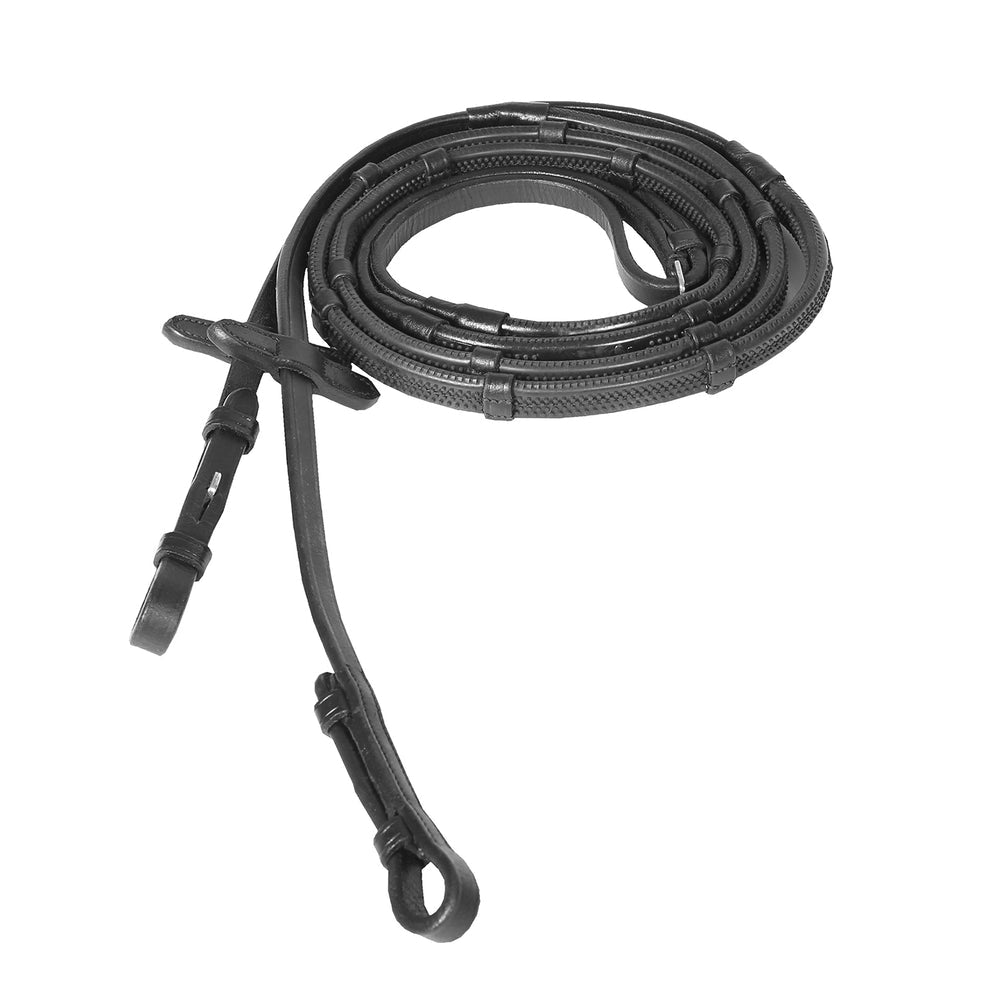 Horze Soft Grip Rubber Reins w/stoppers (Black)