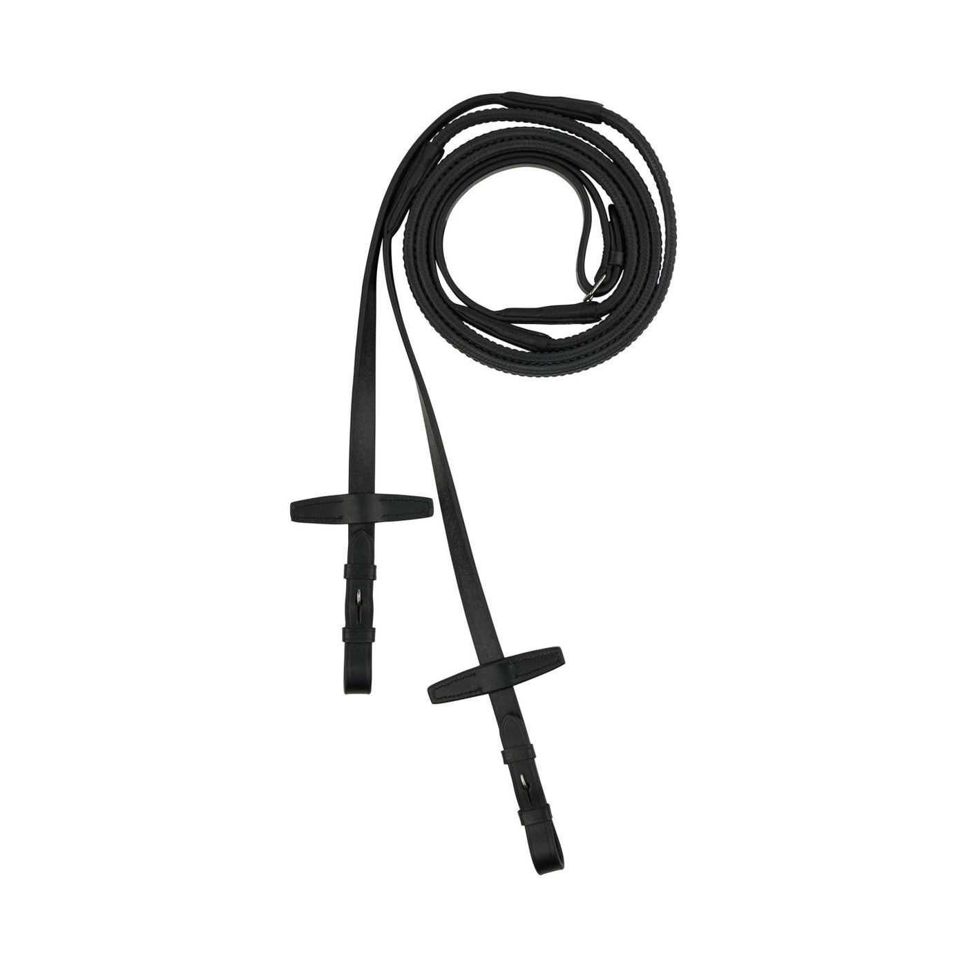 Horze Muswell Leather Reins with Rubber (Black)