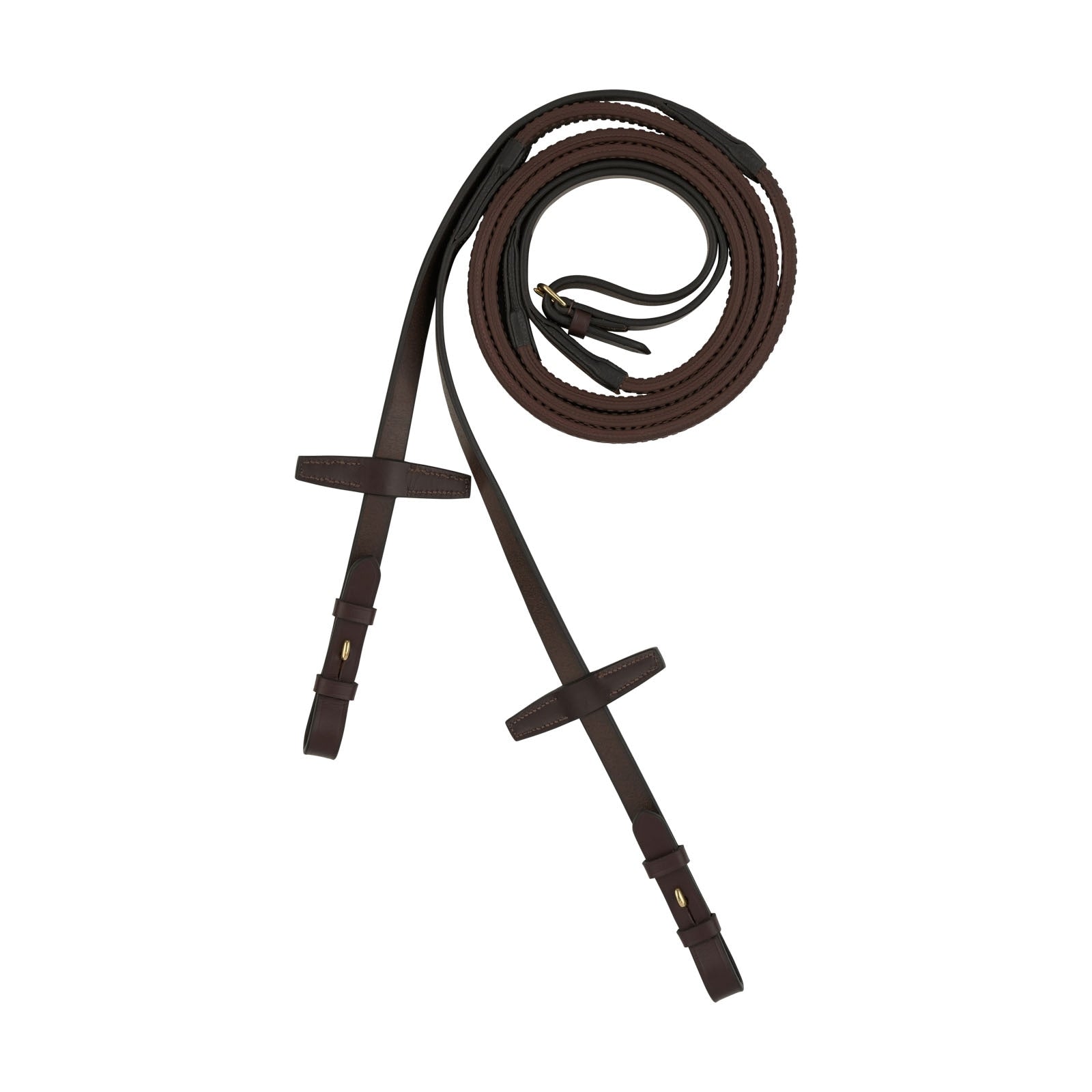 Horze Muswell Leather Reins with Rubber (Dark Brown)