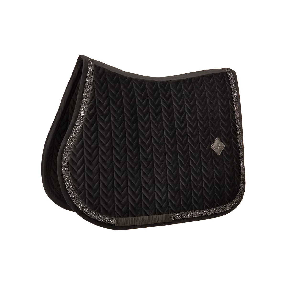 Kentucky Saddle Pad Velvet Fishbone Plaited Glitter Rope Show Jumping (Black)