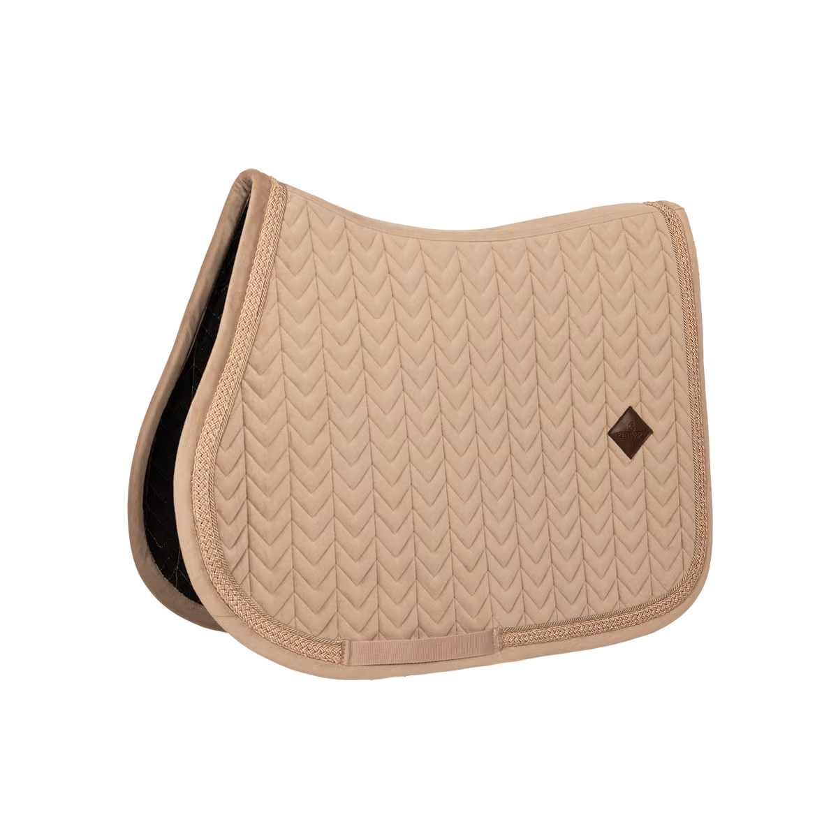 Kentucky Saddle Pad Velvet Fishbone Plaited Glitter Rope Show Jumping (Beige)