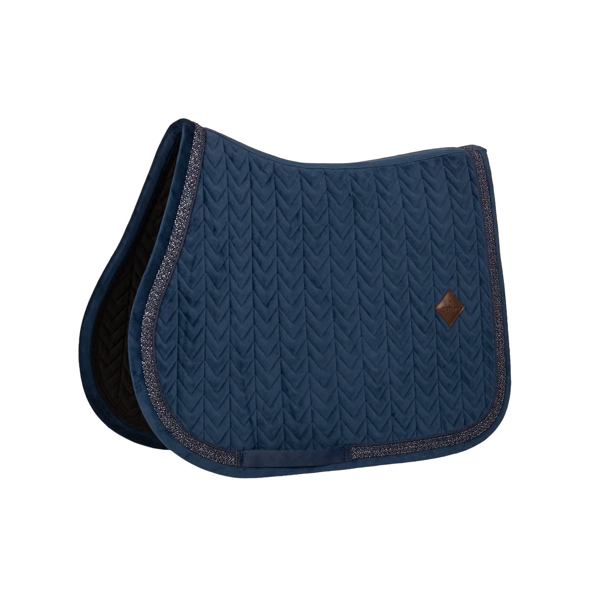 Kentucky Saddle Pad Velvet Fishbone Plaited Glitter Rope Show Jumping (Navy)