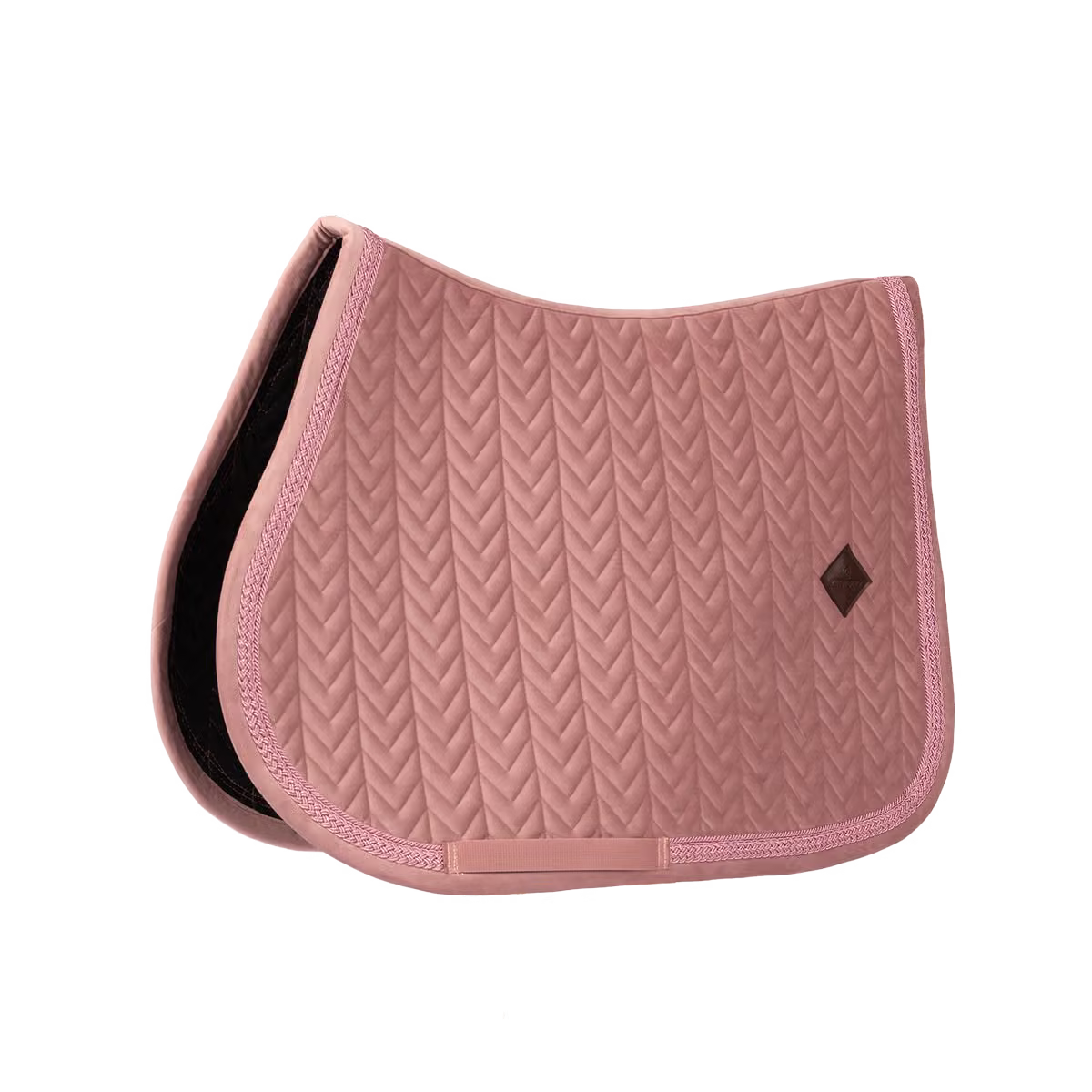 Kentucky Saddle Pad Velvet Fishbone Plaited Glitter Rope Show Jumping (Old Rose)