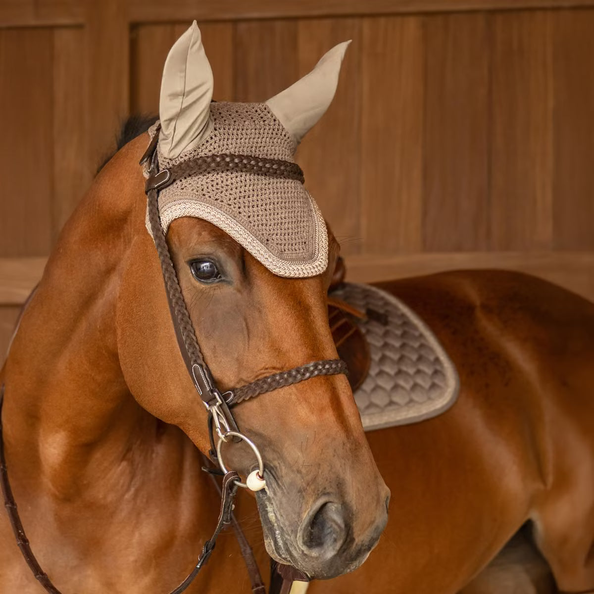 Kentucky Fly Veil Wellington Plaited Glitter Rope (Beige)