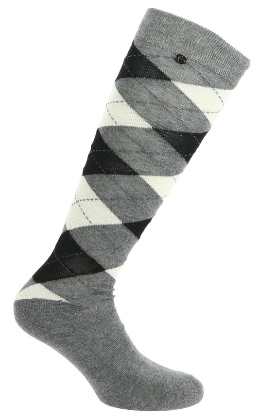 EQUITHÈME - Argyle - Socks grey-ecru