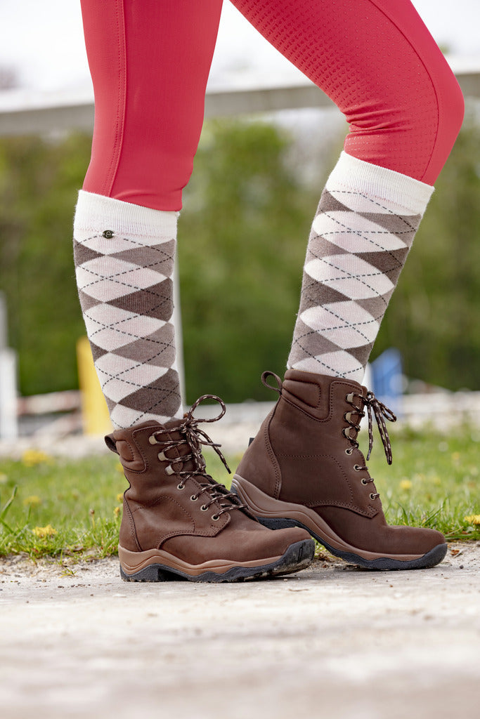 EQUITHÈME - Argyle - Socks ecru-taupe