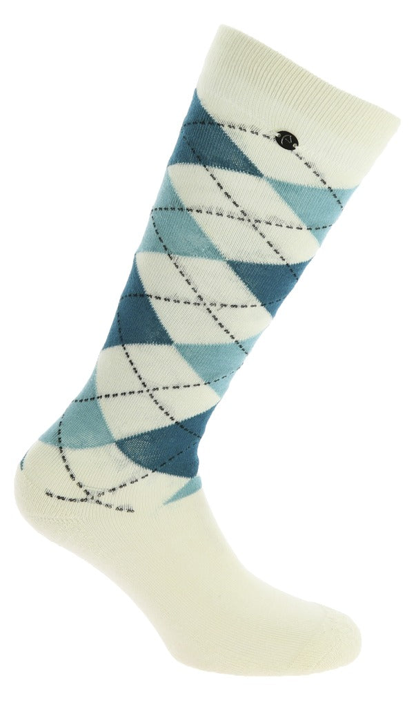 EQUITHÈME - Argyle - Socks ecru/blue