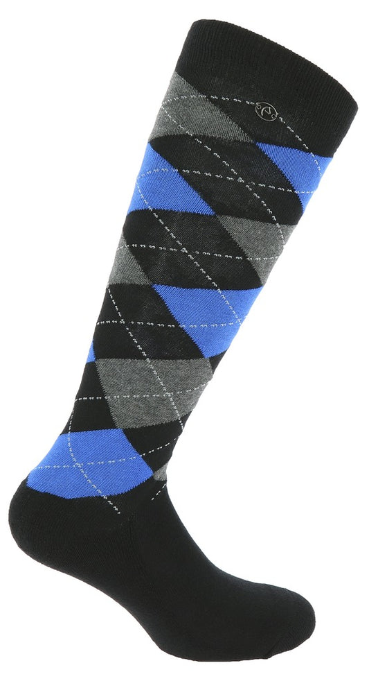 EQUITHÈME - Argyle - Socks black-blue