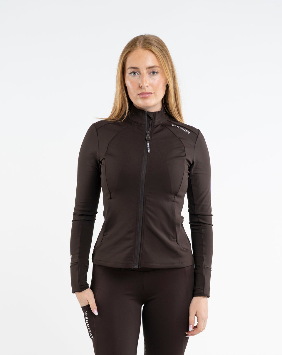 Equidry Women's Water Repellent Zip up Top (Brown/White) (S)