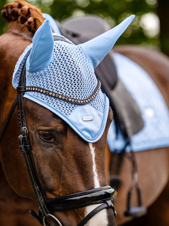 Equestrian Stockholm Ear Bonnet Modern Midsummer Blue (Full)