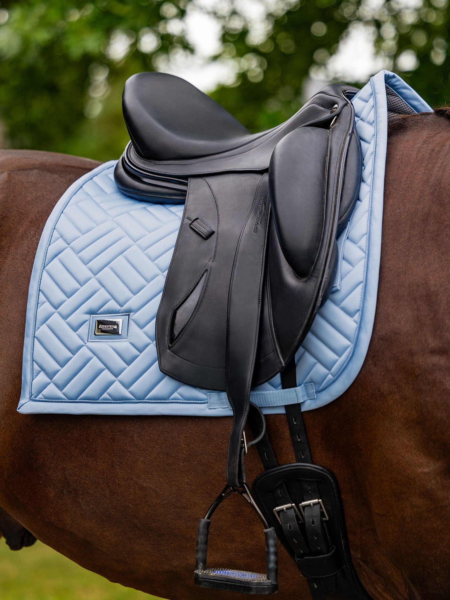Equestrian Stockholm Jump Saddle Pad Modern Midsummer Blue (Full)