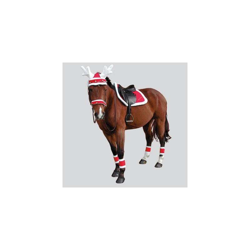 EQUITHÈME "Noël" Christmas ear cap in reindeer's antlers shape